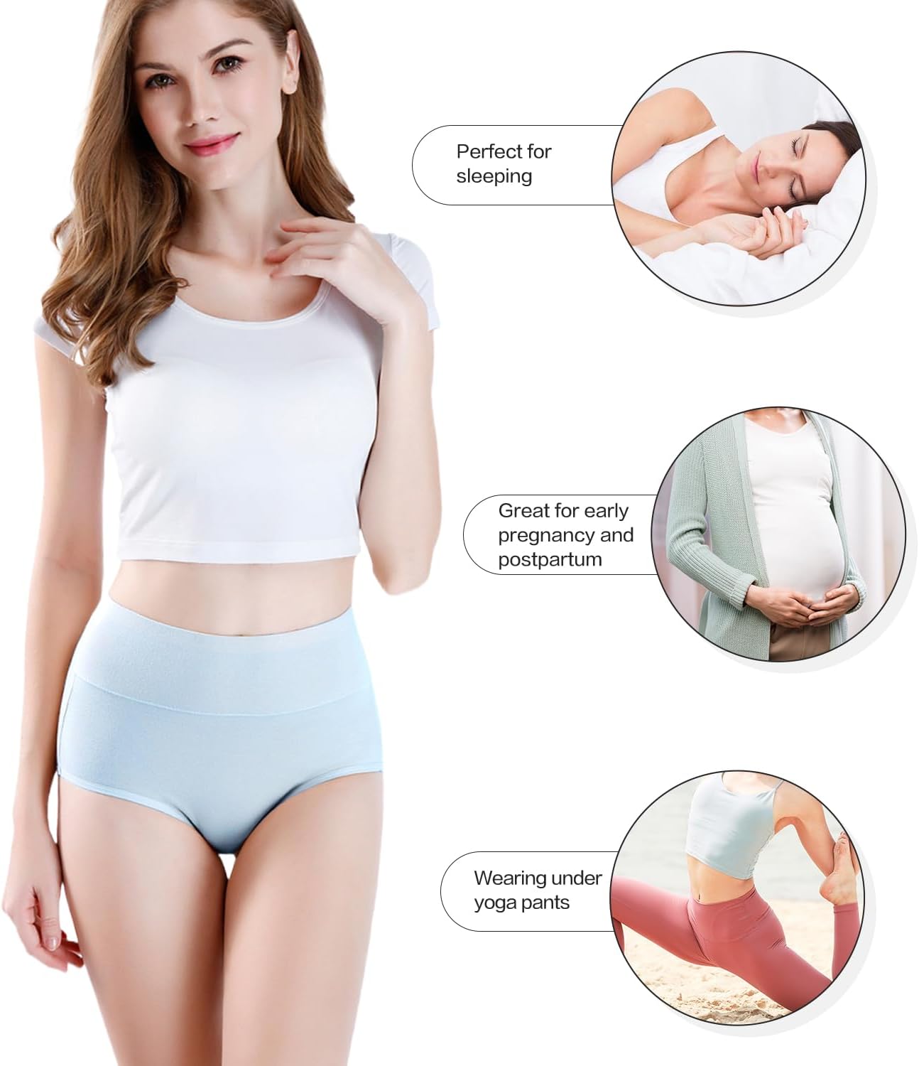 Damen Baumwolle Unterwäsche Hohe Taille Damen Höschen Vollständige Abdeckung Slips 4er Pack - Bild 51 von 58