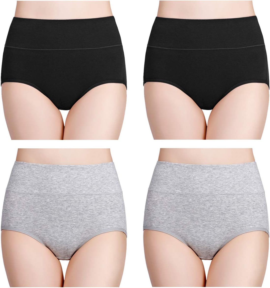Damen Baumwolle Unterwäsche Hohe Taille Damen Höschen Vollständige Abdeckung Slips 4er Pack - Bild 55 von 58