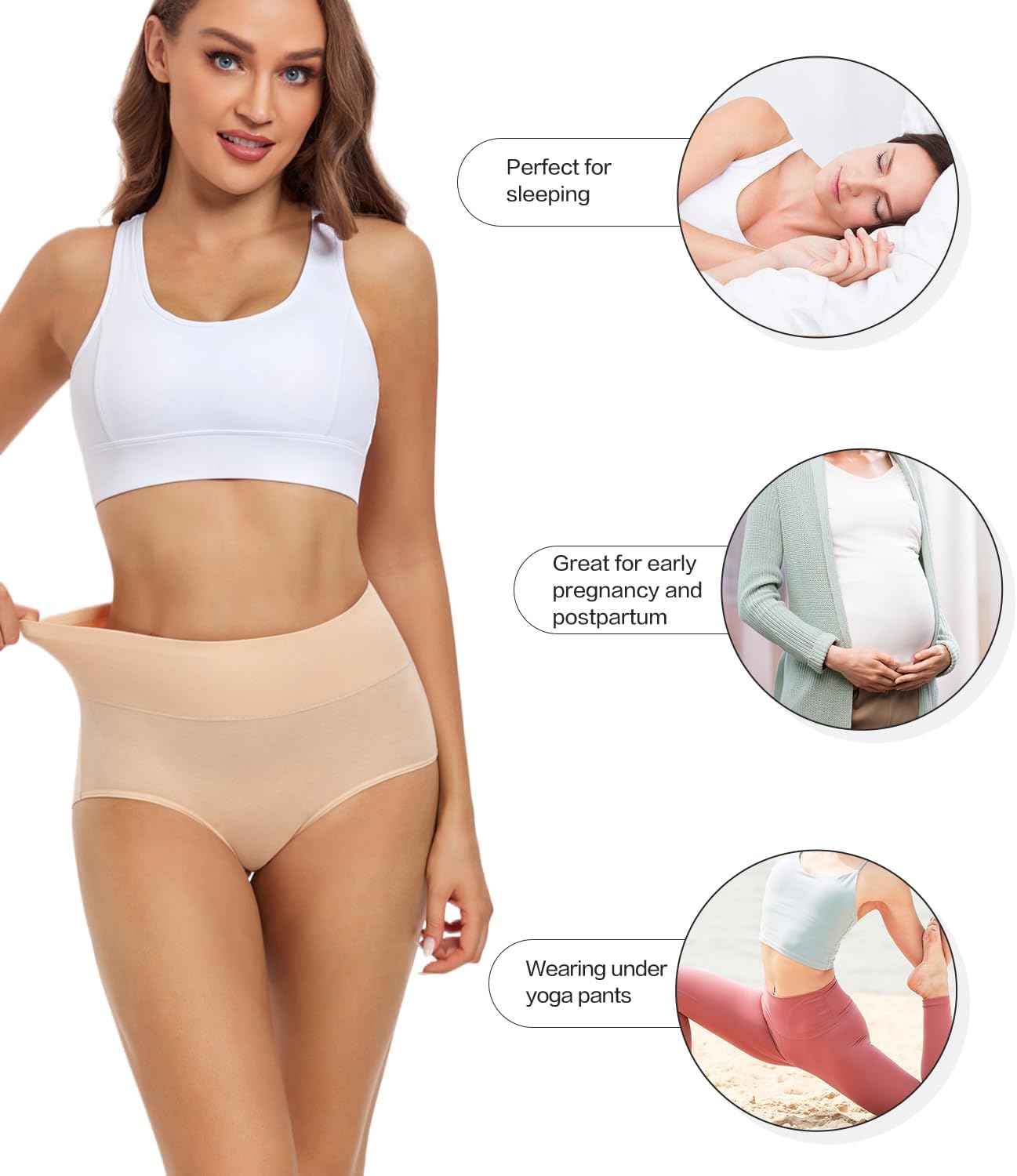 Damen Baumwolle Unterwäsche Hohe Taille Damen Höschen Vollständige Abdeckung Slips 4er Pack - Bild 58 von 58