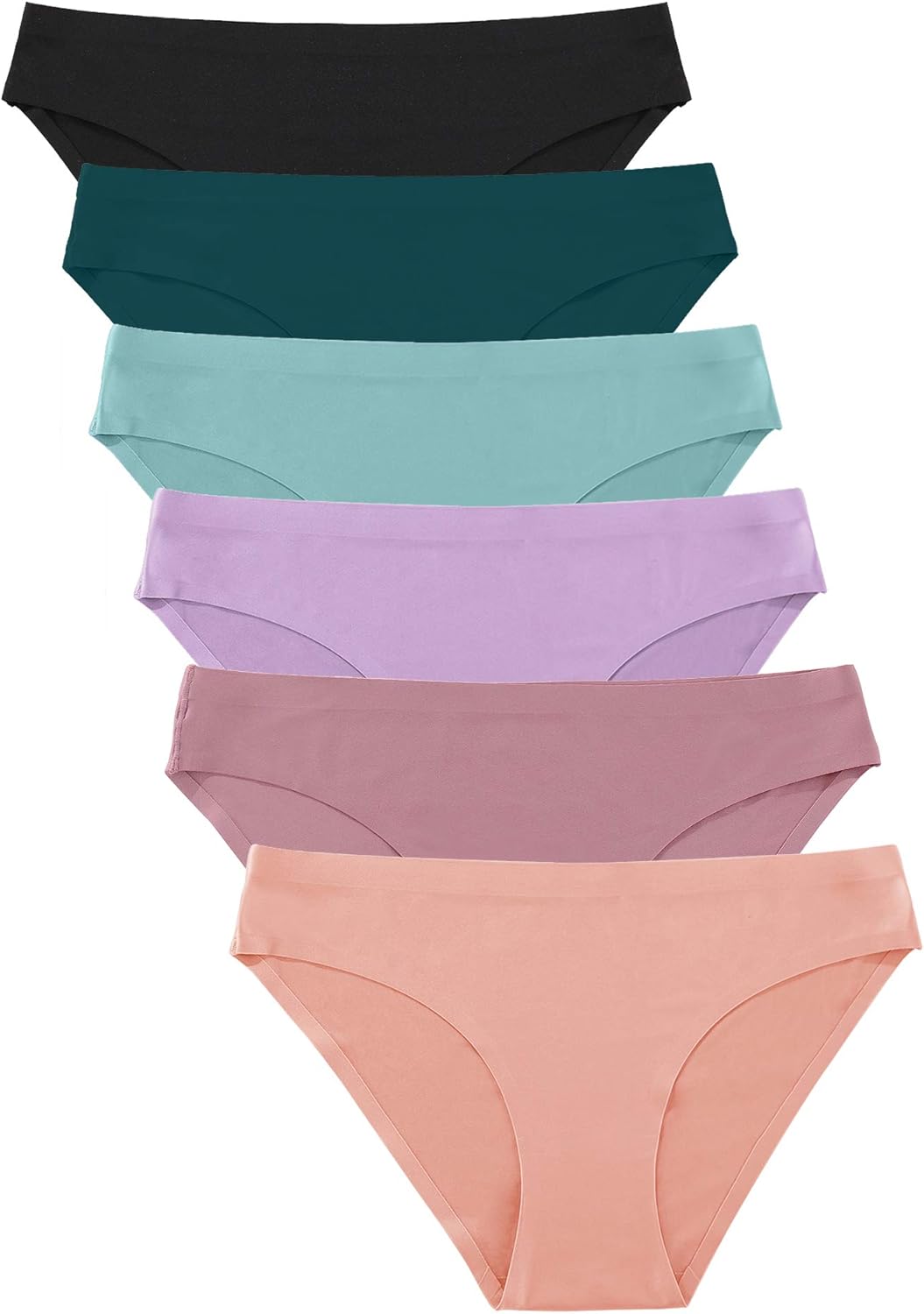 6 Pack Women’s Seamless Hipster No Show Underwear Soft Stretch Bikini Briefs - Picture 21 of 57