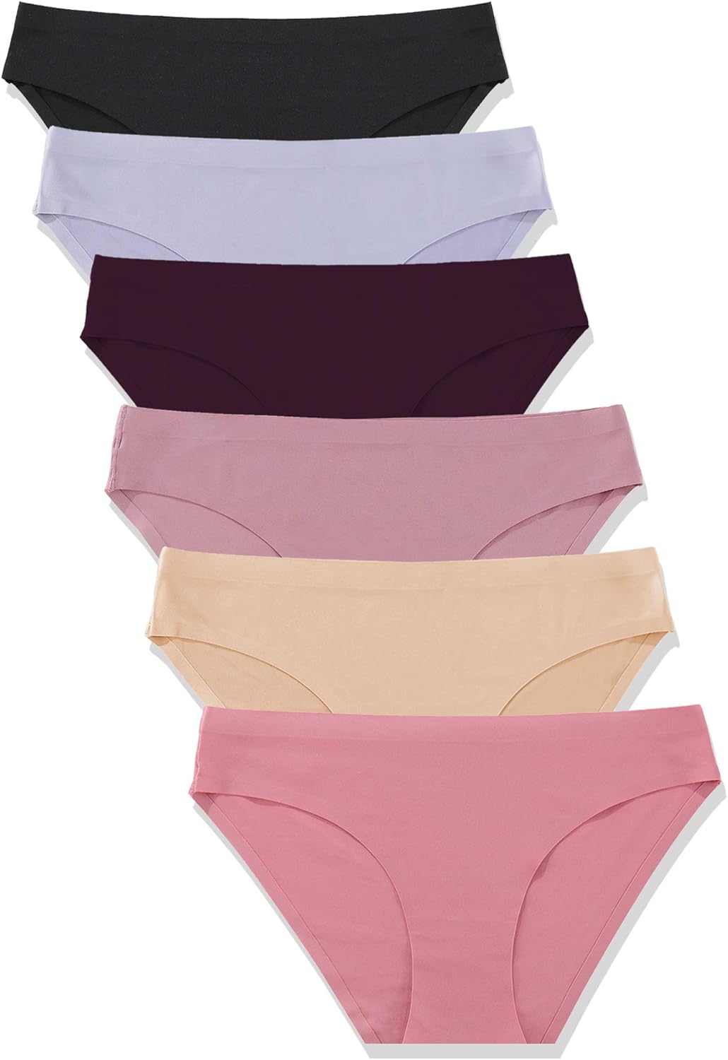 6 Pack Women’s Seamless Hipster No Show Underwear Soft Stretch Bikini Briefs - Picture 48 of 57