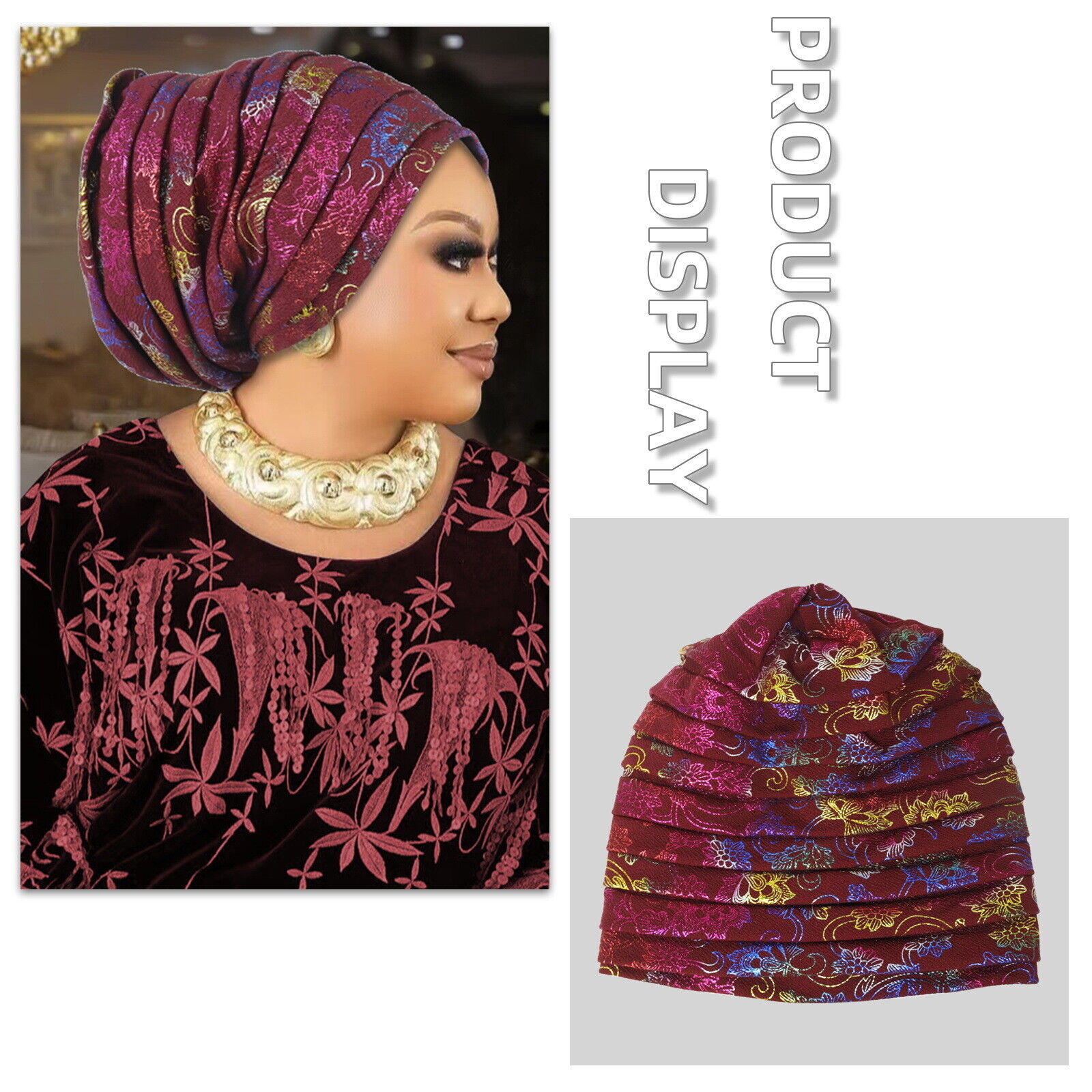 Arabische Eid Haube Mütze Turban Head Wrap Cap Indien Hijabs Damen Kopfbinde Auto Gele - Bild 20 von 34