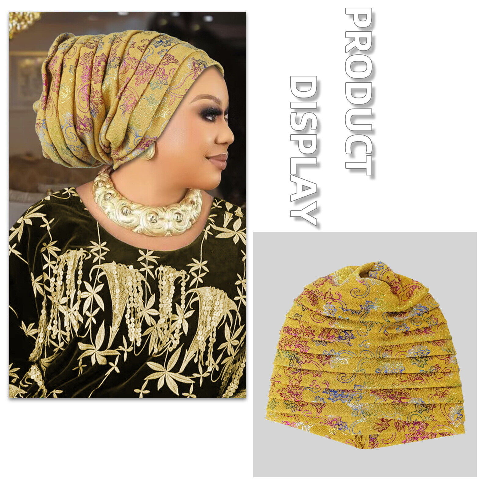 Arabische Eid Haube Mütze Turban Head Wrap Cap Indien Hijabs Damen Kopfbinde Auto Gele - Bild 28 von 34