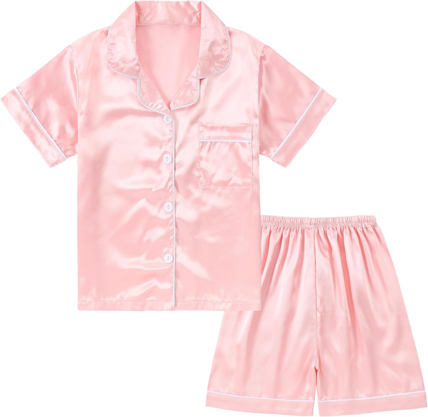 Girls Pajamas Satin Pajama Set Silk Soft Pajama Short Sleeve Sleepwear for Gift - Picture 34 of 43