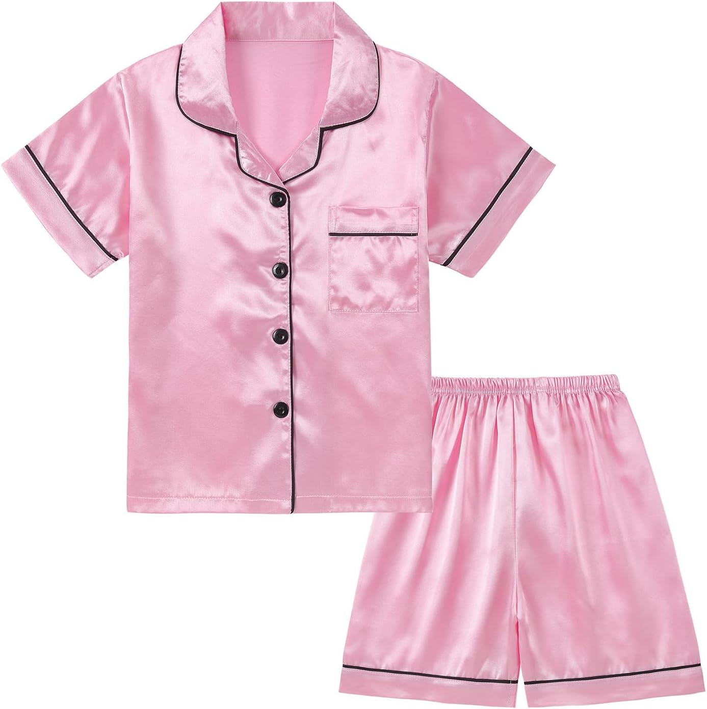 Girls Pajamas Satin Pajama Set Silk Soft Pajama Short Sleeve Sleepwear for Gift - Picture 19 of 43