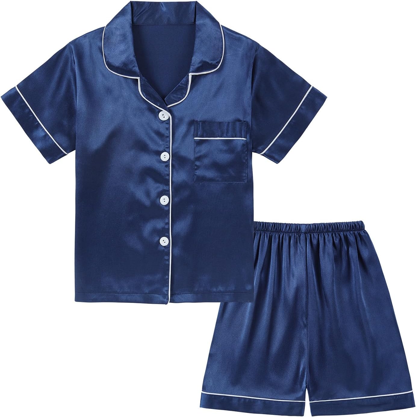 Girls Pajamas Satin Pajama Set Silk Soft Pajama Short Sleeve Sleepwear for Gift - Picture 24 of 43