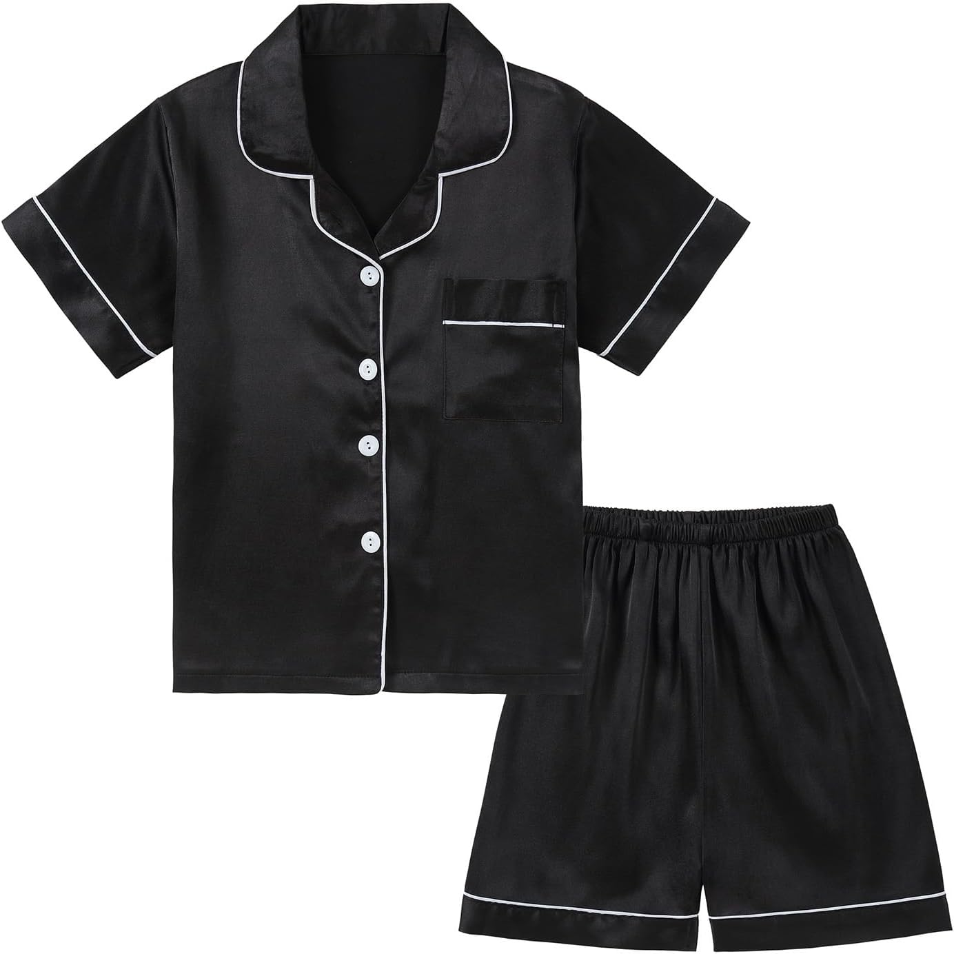 Girls Pajamas Satin Pajama Set Silk Soft Pajama Short Sleeve Sleepwear for Gift - Picture 29 of 43