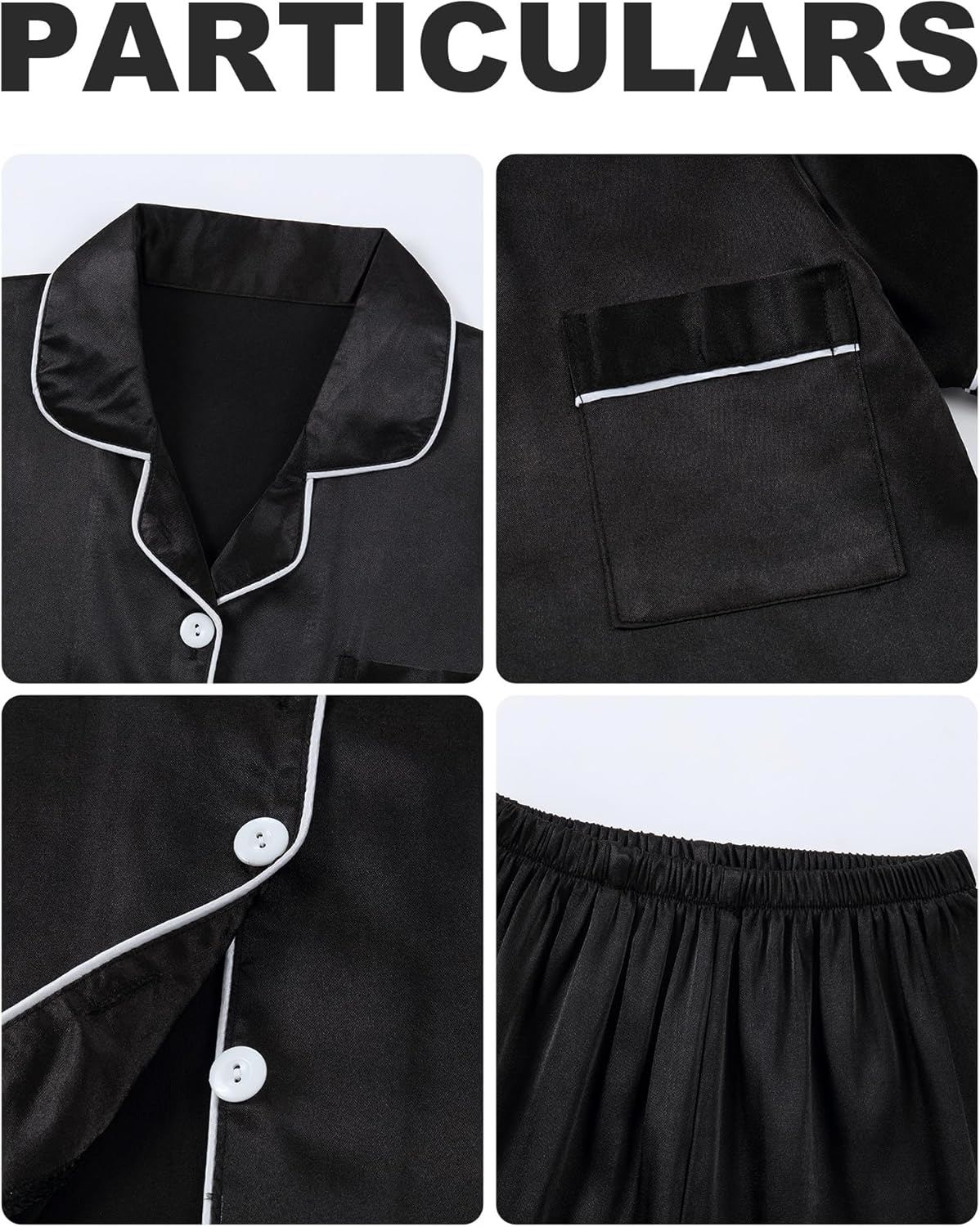 Girls Pajamas Satin Pajama Set Silk Soft Pajama Short Sleeve Sleepwear for Gift - Picture 33 of 43