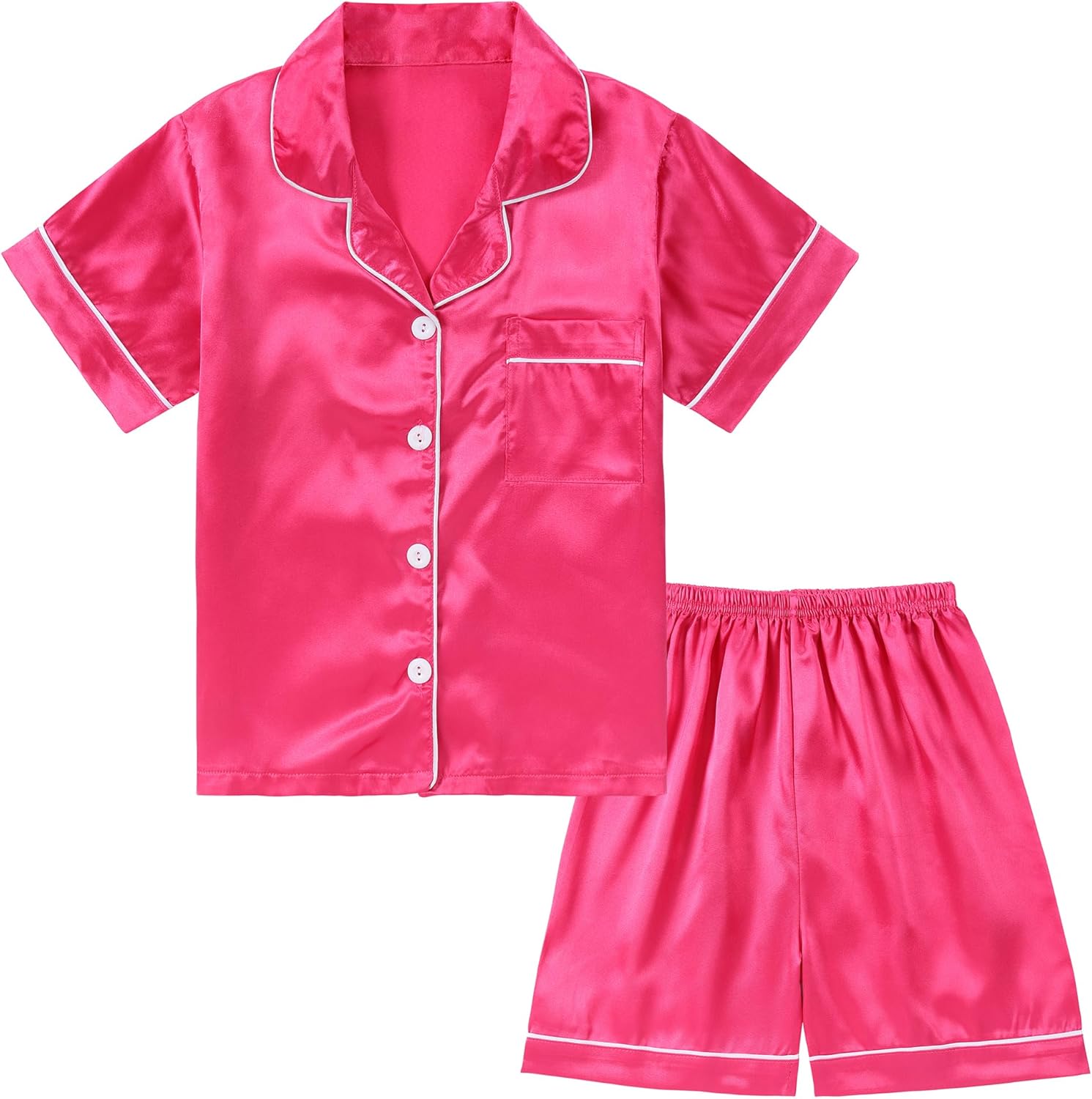 Girls Pajamas Satin Pajama Set Silk Soft Pajama Short Sleeve Sleepwear for Gift - Picture 39 of 43