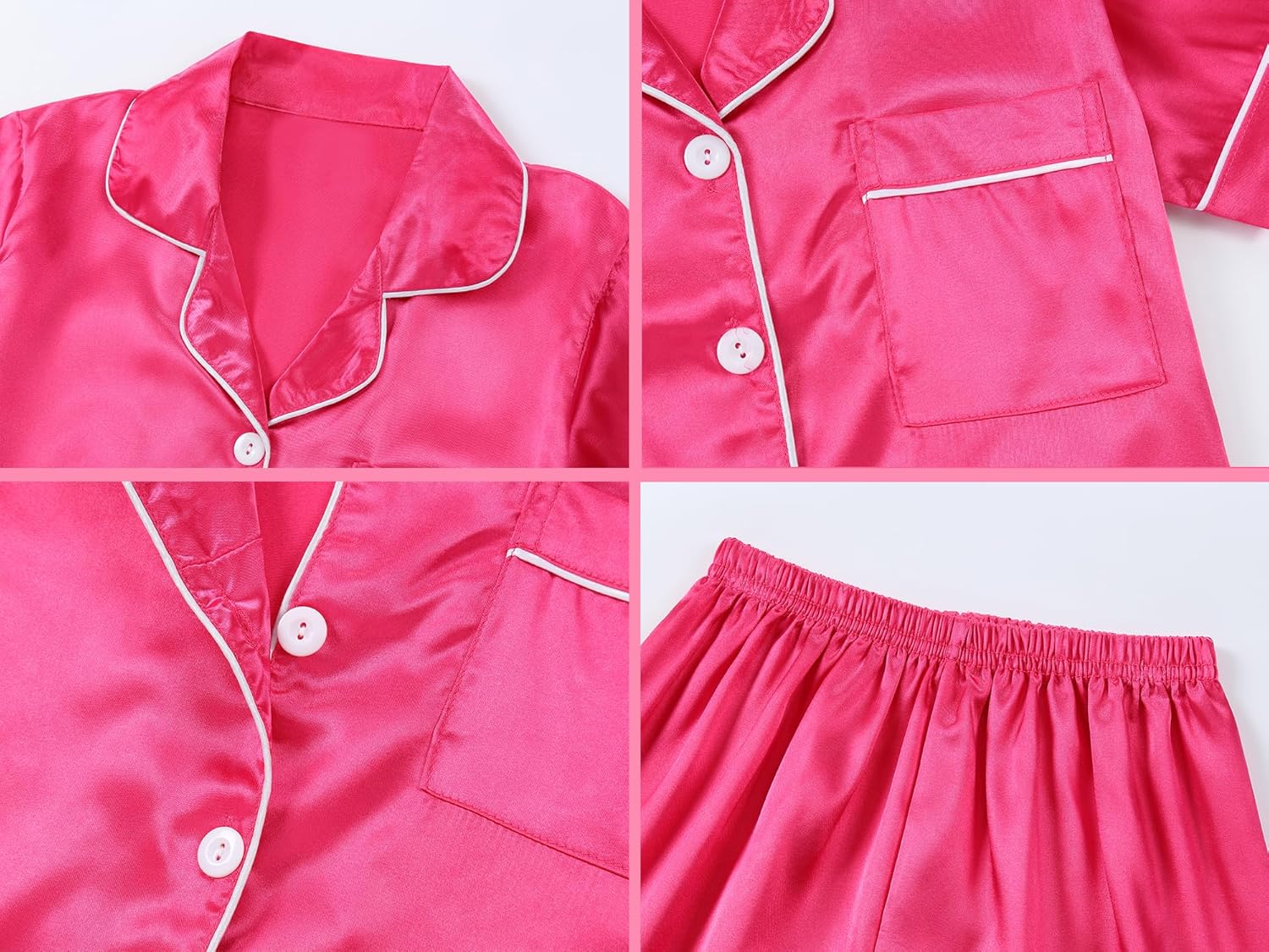 Girls Pajamas Satin Pajama Set Silk Soft Pajama Short Sleeve Sleepwear for Gift - Picture 42 of 43