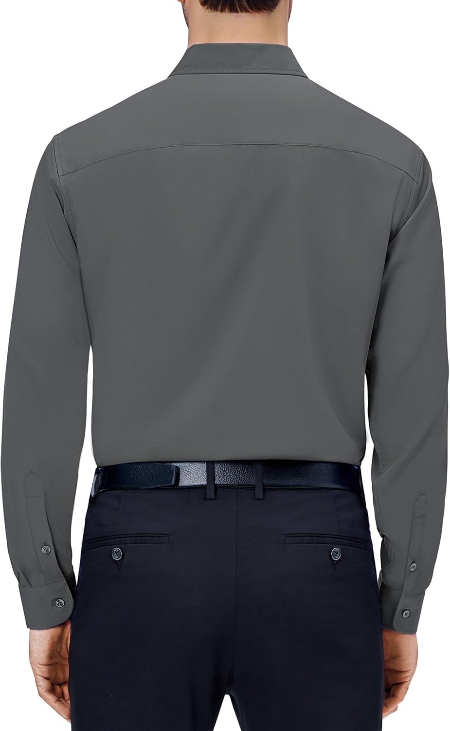 Mens Dress Shirts Stretch Long Sleeve Collared Casual Solid Wedding Dating Shirt - Bild 34 von 152
