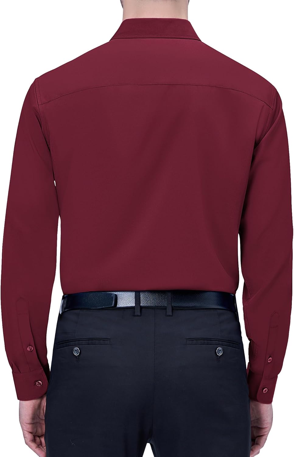 Mens Dress Shirts Stretch Long Sleeve Collared Casual Solid Wedding Dating Shirt - Bild 39 von 152
