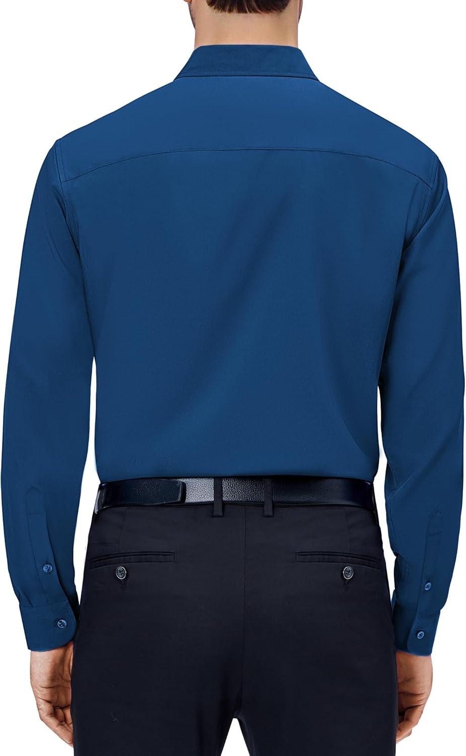 Mens Dress Shirts Stretch Long Sleeve Collared Casual Solid Wedding Dating Shirt - Bild 44 von 152