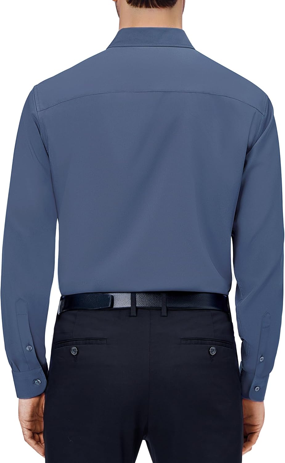 Mens Dress Shirts Stretch Long Sleeve Collared Casual Solid Wedding Dating Shirt - Bild 49 von 152