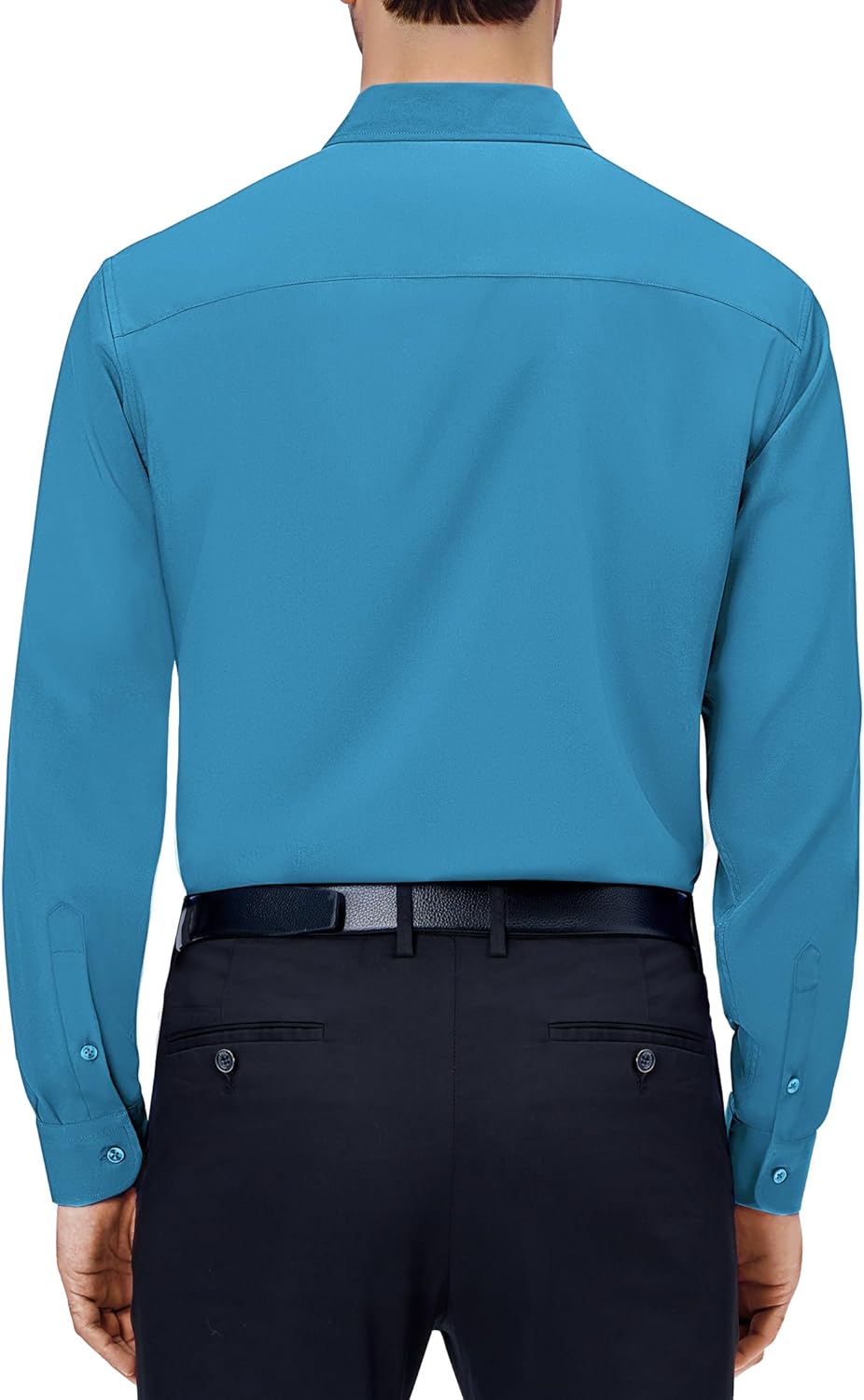 Mens Dress Shirts Stretch Long Sleeve Collared Casual Solid Wedding Dating Shirt - Bild 59 von 152