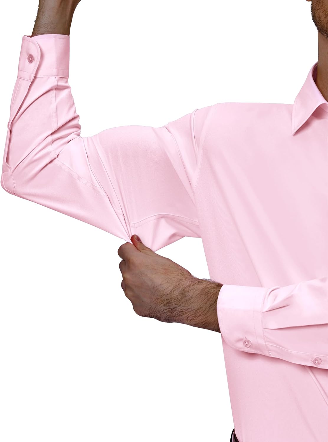 Mens Dress Shirts Stretch Long Sleeve Collared Casual Solid Wedding Dating Shirt - Bild 65 von 152