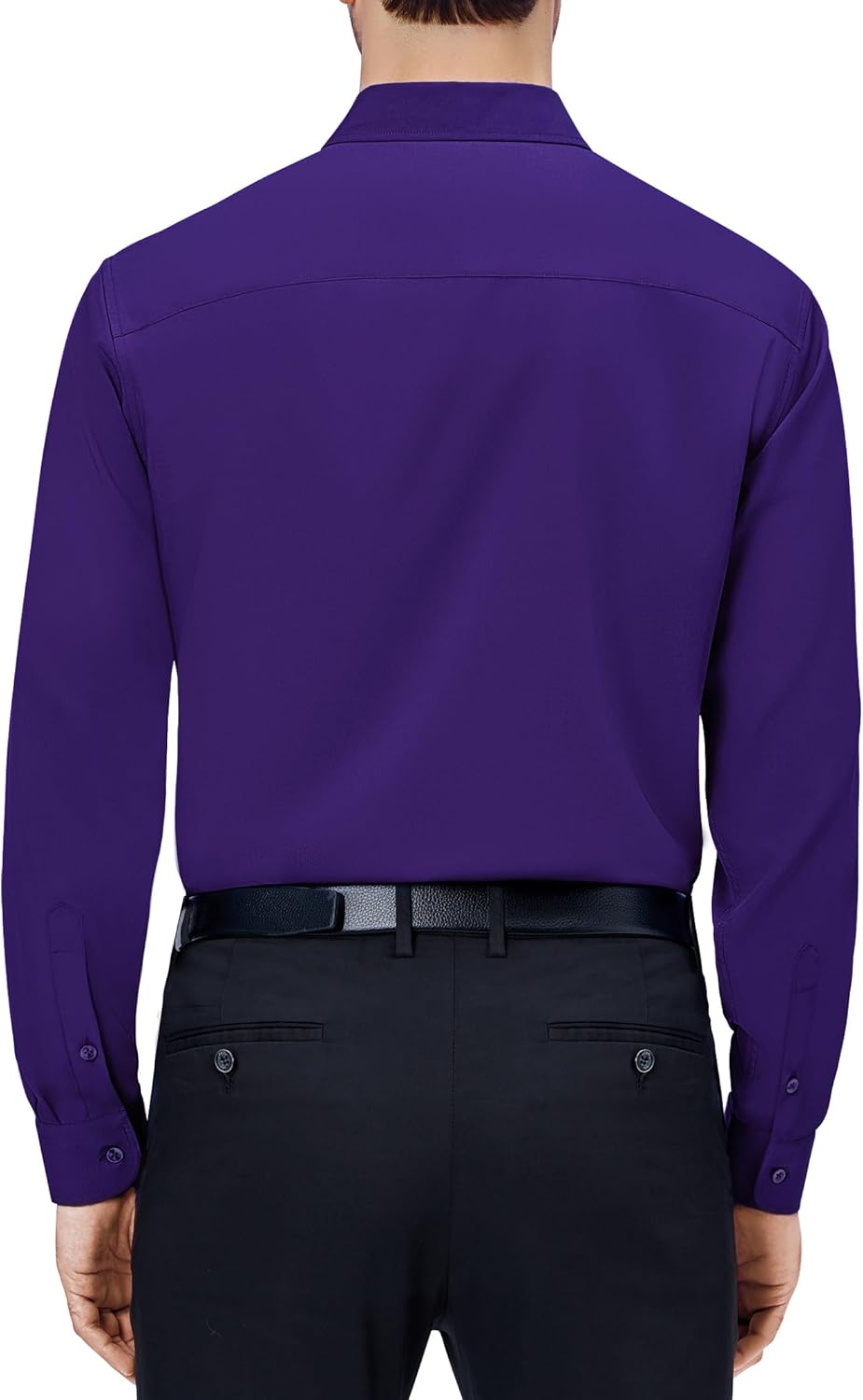 Mens Dress Shirts Stretch Long Sleeve Collared Casual Solid Wedding Dating Shirt - Bild 69 von 152