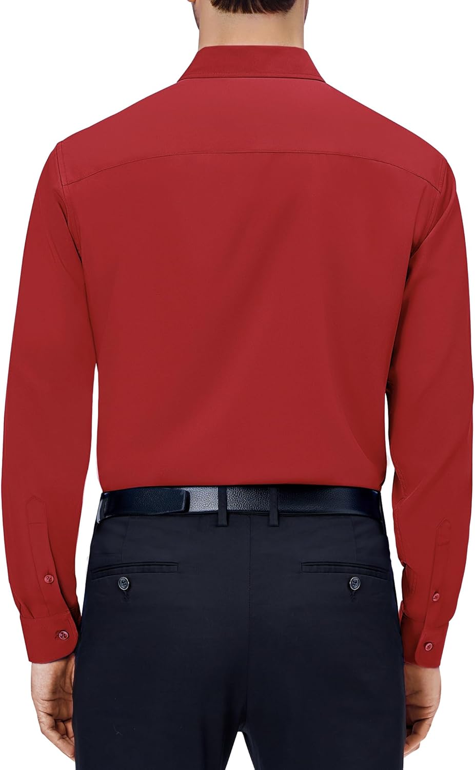 Mens Dress Shirts Stretch Long Sleeve Collared Casual Solid Wedding Dating Shirt - Bild 74 von 152