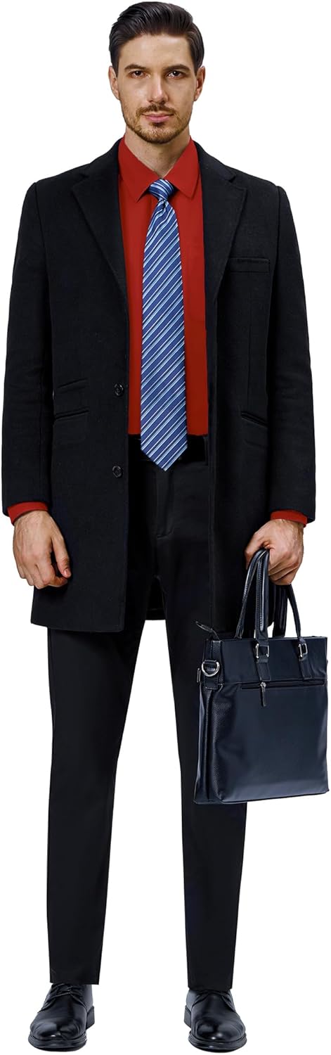 Mens Dress Shirts Stretch Long Sleeve Collared Casual Solid Wedding Dating Shirt - Bild 77 von 152