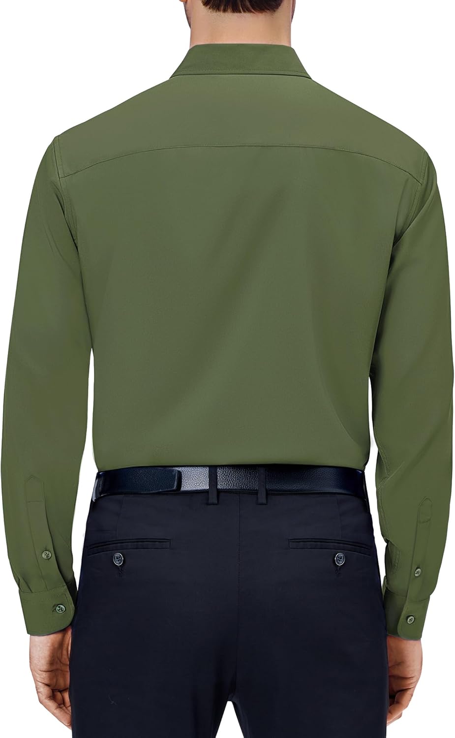 Mens Dress Shirts Stretch Long Sleeve Collared Casual Solid Wedding Dating Shirt - Bild 84 von 152