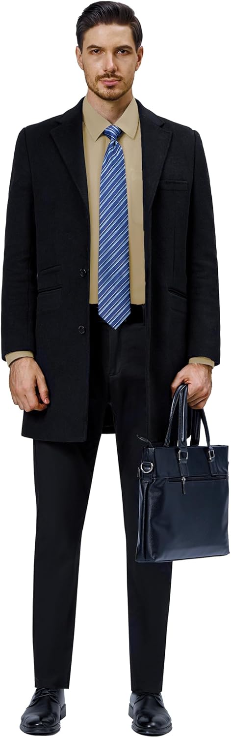 Mens Dress Shirts Stretch Long Sleeve Collared Casual Solid Wedding Dating Shirt - Bild 92 von 152