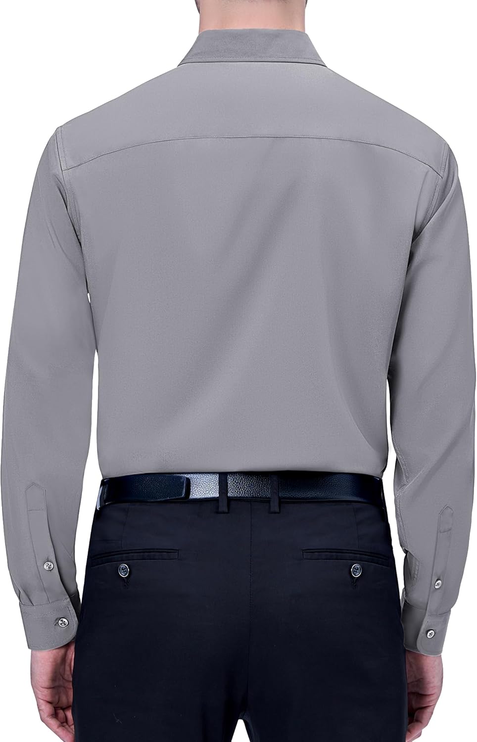Mens Dress Shirts Stretch Long Sleeve Collared Casual Solid Wedding Dating Shirt - Bild 99 von 152