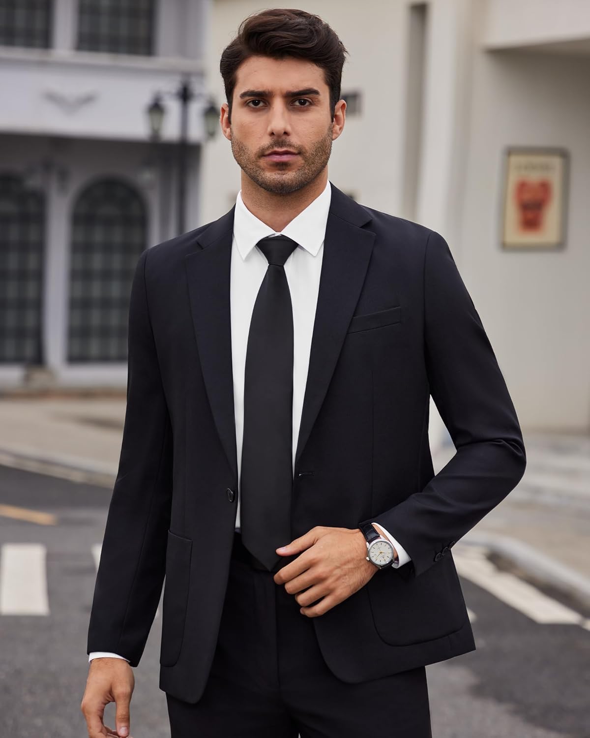 Mens Dress Shirts Stretch Long Sleeve Collared Casual Solid Wedding Dating Shirt - Bild 117 von 152