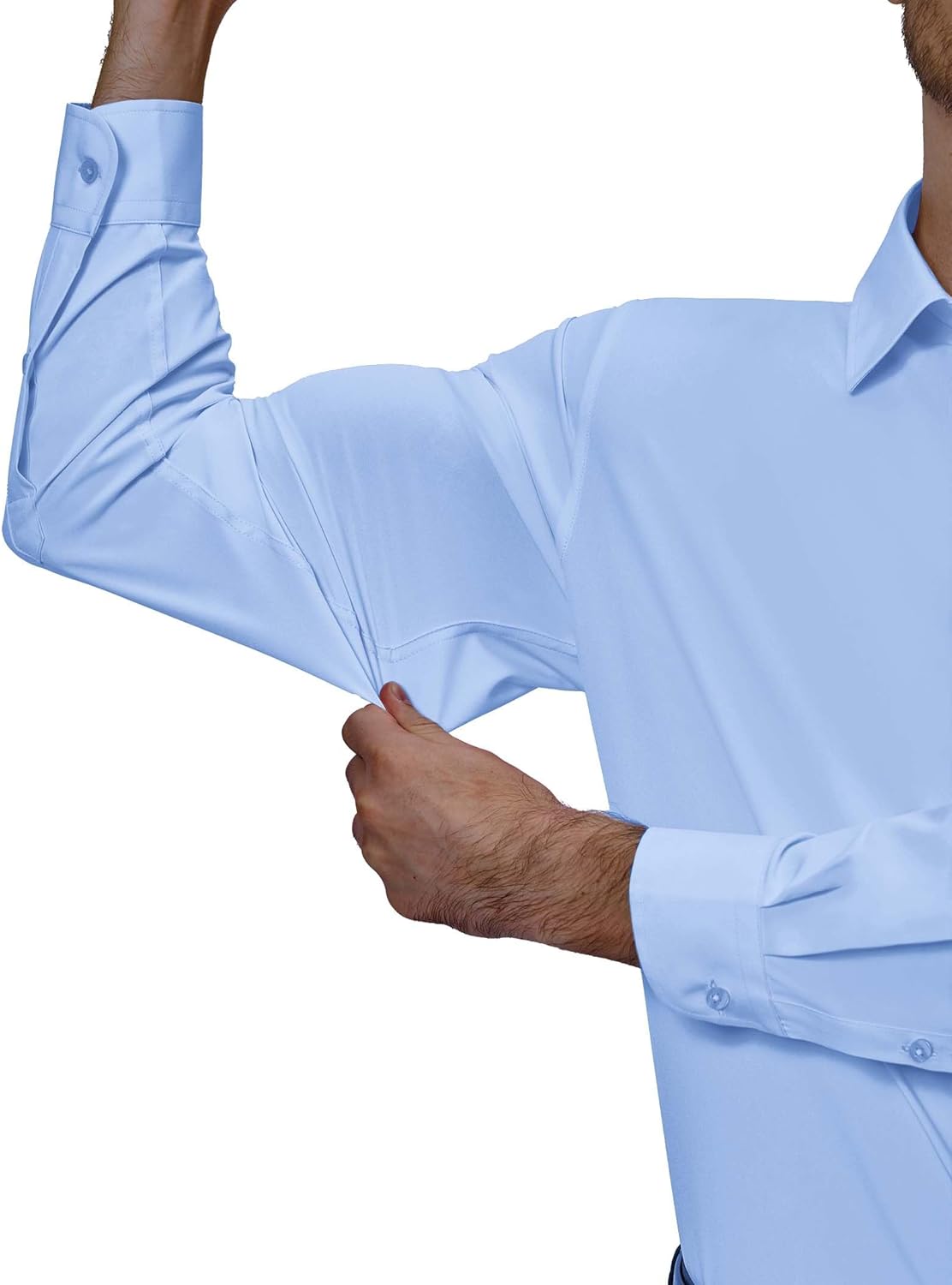 Mens Dress Shirts Stretch Long Sleeve Collared Casual Solid Wedding Dating Shirt - Bild 120 von 152