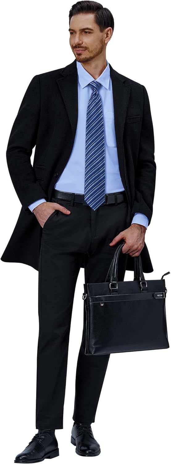 Mens Dress Shirts Stretch Long Sleeve Collared Casual Solid Wedding Dating Shirt - Bild 122 von 152