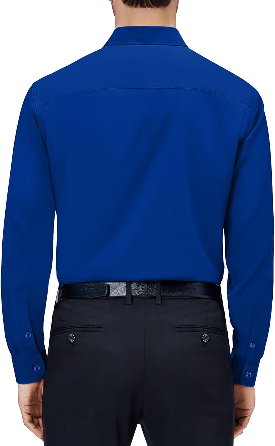 Mens Dress Shirts Stretch Long Sleeve Collared Casual Solid Wedding Dating Shirt - Bild 129 von 152