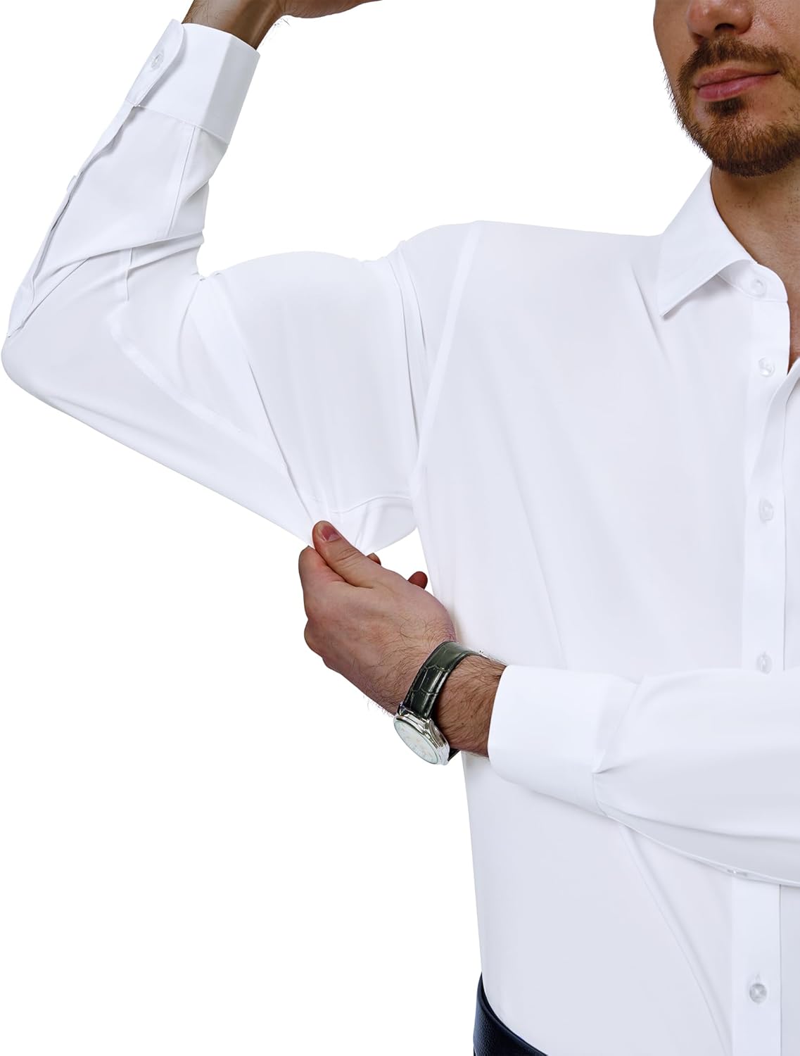 Mens Dress Shirts Stretch Long Sleeve Collared Casual Solid Wedding Dating Shirt - Bild 135 von 152