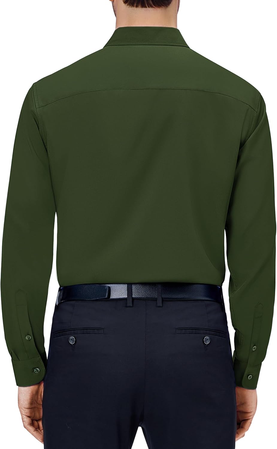 Mens Dress Shirts Stretch Long Sleeve Collared Casual Solid Wedding Dating Shirt - Bild 139 von 152