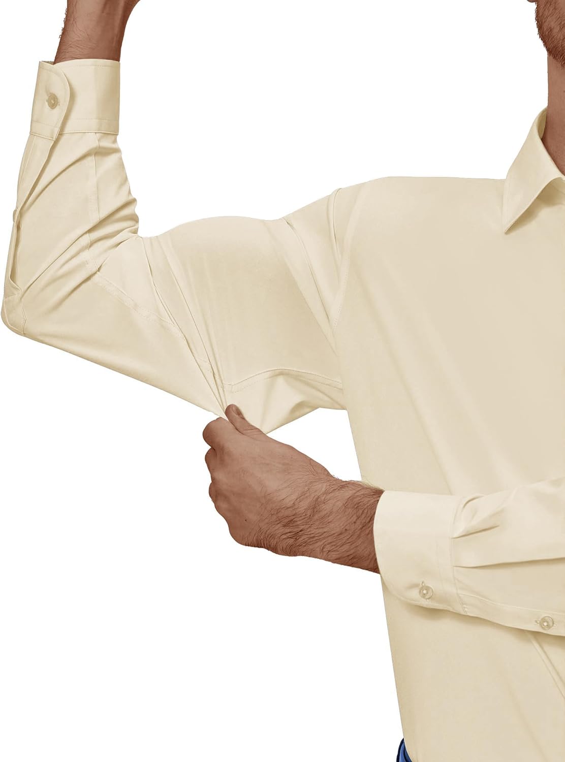 Mens Dress Shirts Stretch Long Sleeve Collared Casual Solid Wedding Dating Shirt - Bild 145 von 152