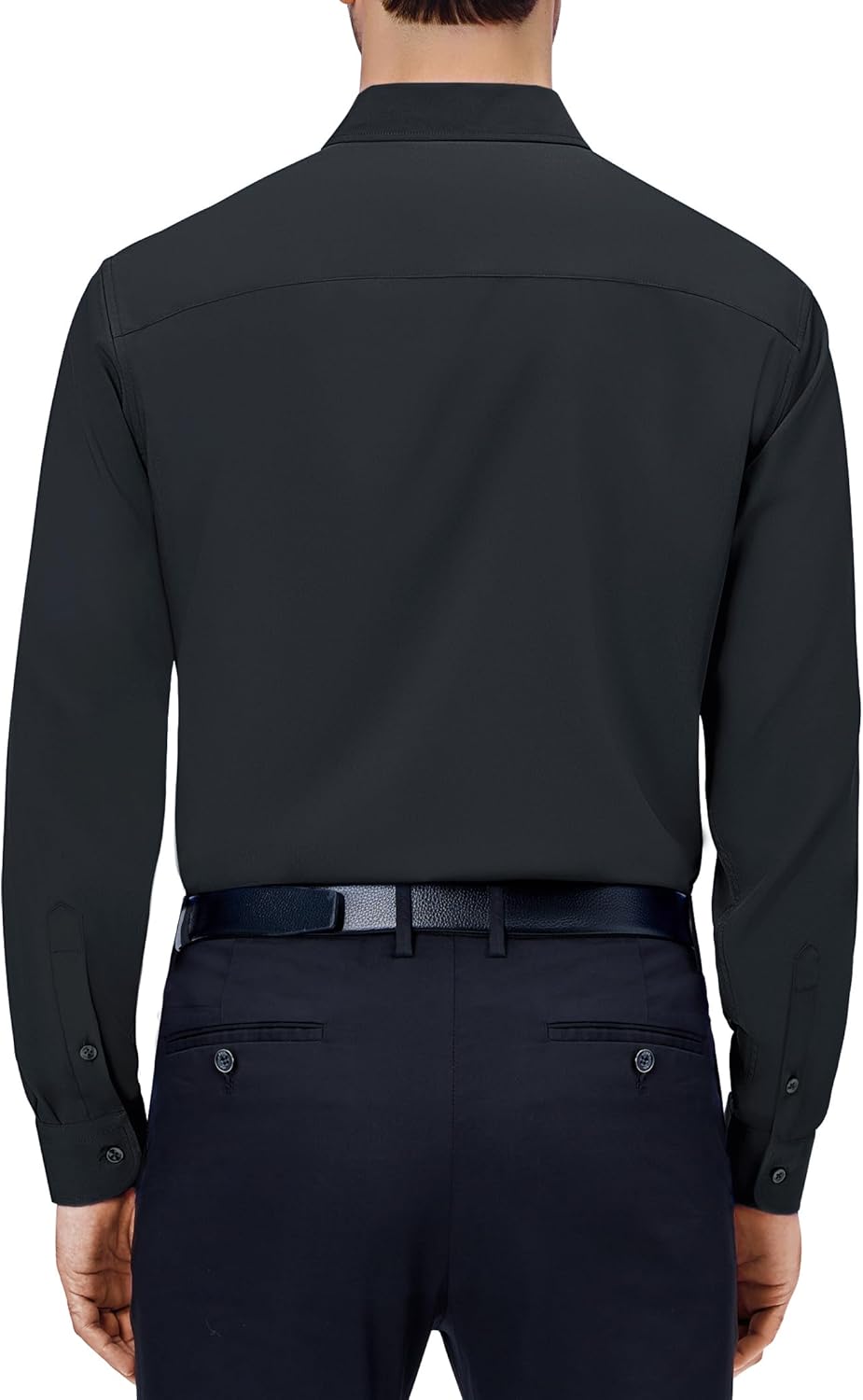 Mens Dress Shirts Stretch Long Sleeve Collared Casual Solid Wedding Dating Shirt - Bild 149 von 152