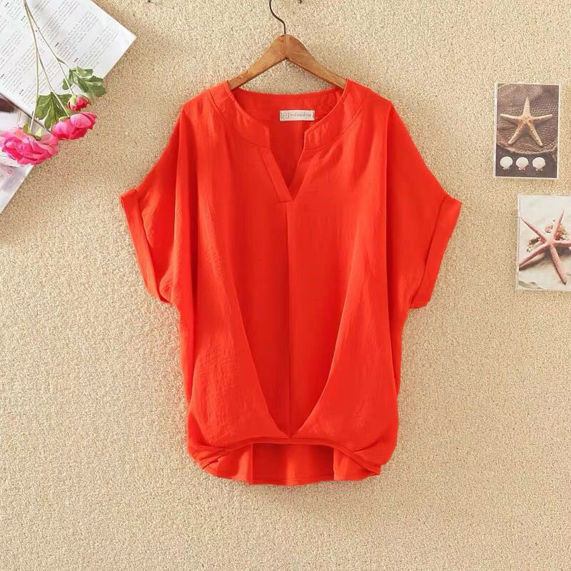 Einfarbig und V-Ausschnitt Fledermausärmel Top locker schlankmachend Chiffon Shirt Bluse - Bild 25 von 27