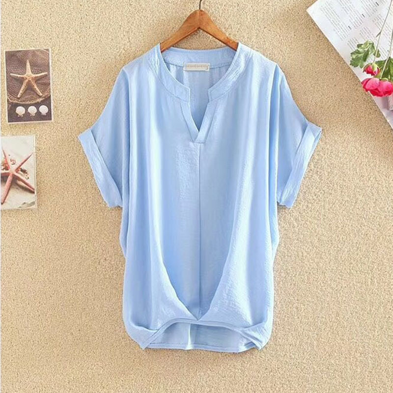 Einfarbig und V-Ausschnitt Fledermausärmel Top locker schlankmachend Chiffon Shirt Bluse - Bild 23 von 27