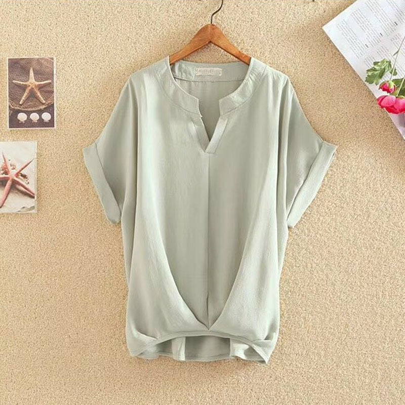 Einfarbig und V-Ausschnitt Fledermausärmel Top locker schlankmachend Chiffon Shirt Bluse - Bild 21 von 27
