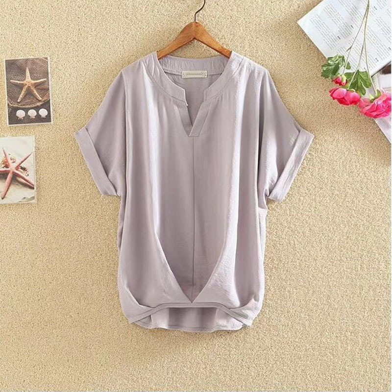 Einfarbig und V-Ausschnitt Fledermausärmel Top locker schlankmachend Chiffon Shirt Bluse - Bild 22 von 27