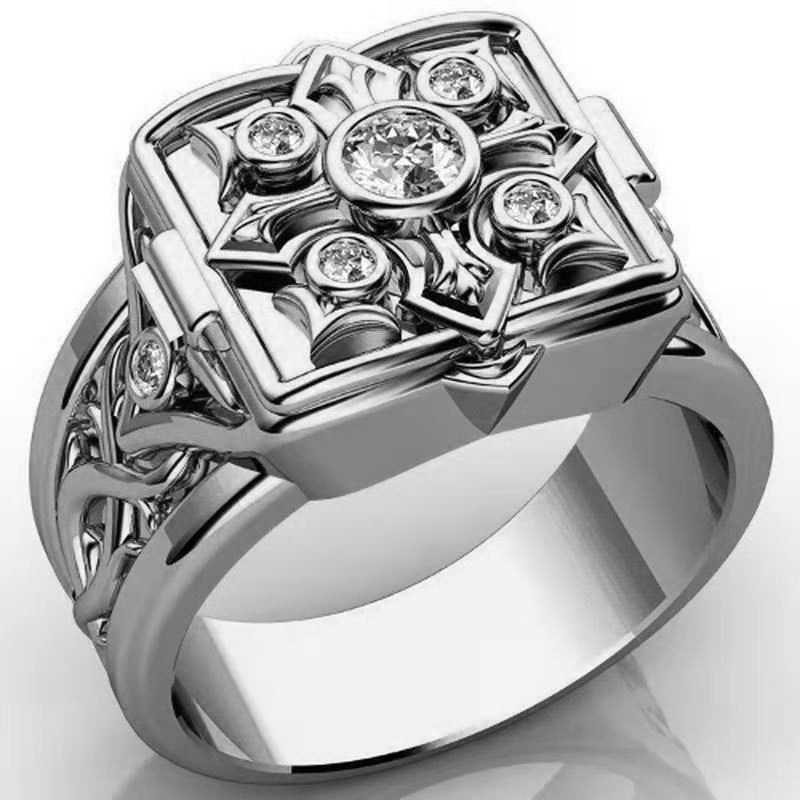 Hot Animals Secret Compartment Openable Poison Box Ring Sapphire Finger Rings - Picture 8 of 8