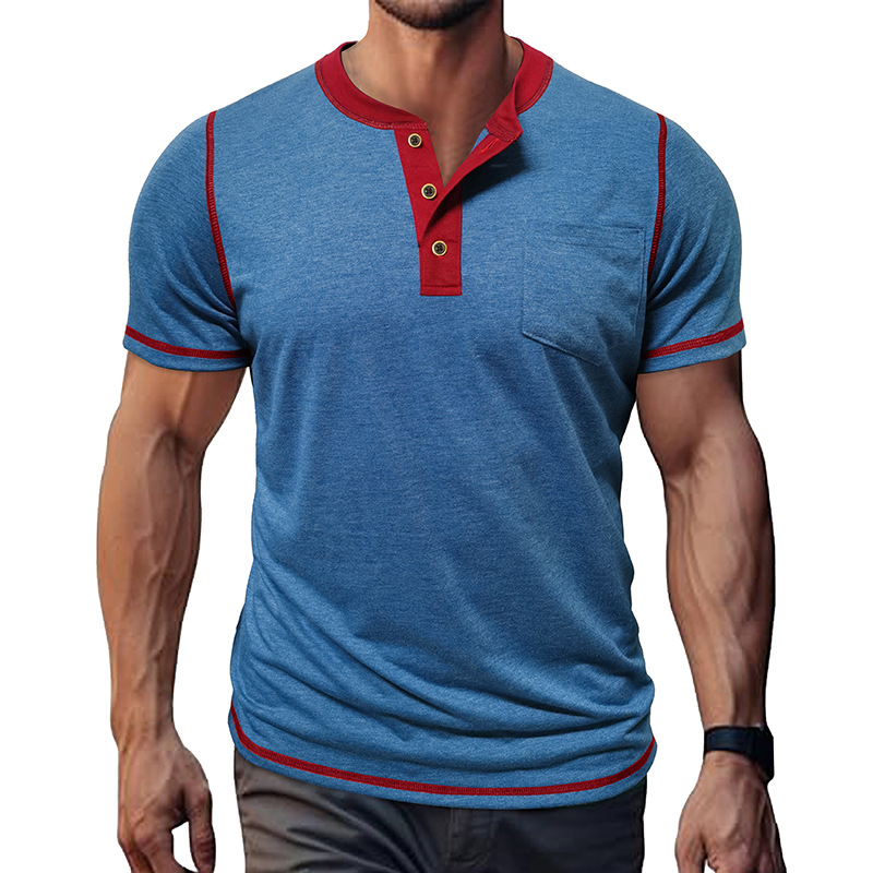 Verano Cuello Redondo Manga Corta Camiseta Para Hombre Ocio Fitness Henry Camisa Prendas para el torso - Imagen 29 de 30