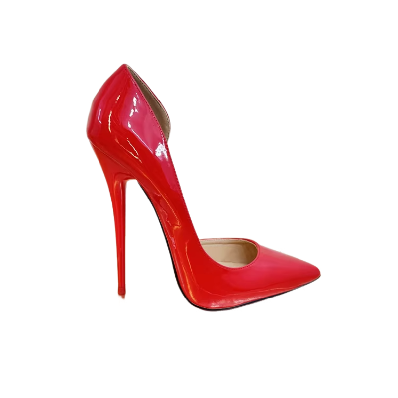 Sexy Women Patent Leather Slip On High Heels Pointed Toe Cut Out Evening Shoes - Picture 19 of 22