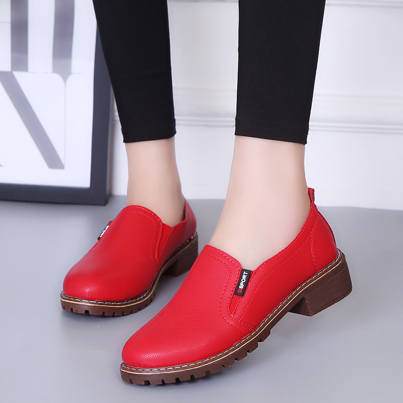Women Loafers Slip On Round Toe Soft Leather Low Heel Oxfords Flat Preppy Shoes - Picture 19 of 19