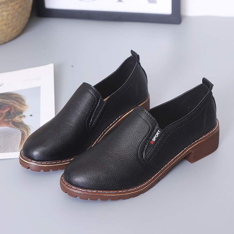 Women Loafers Slip On Round Toe Soft Leather Low Heel Oxfords Flat Preppy Shoes - Picture 17 of 19