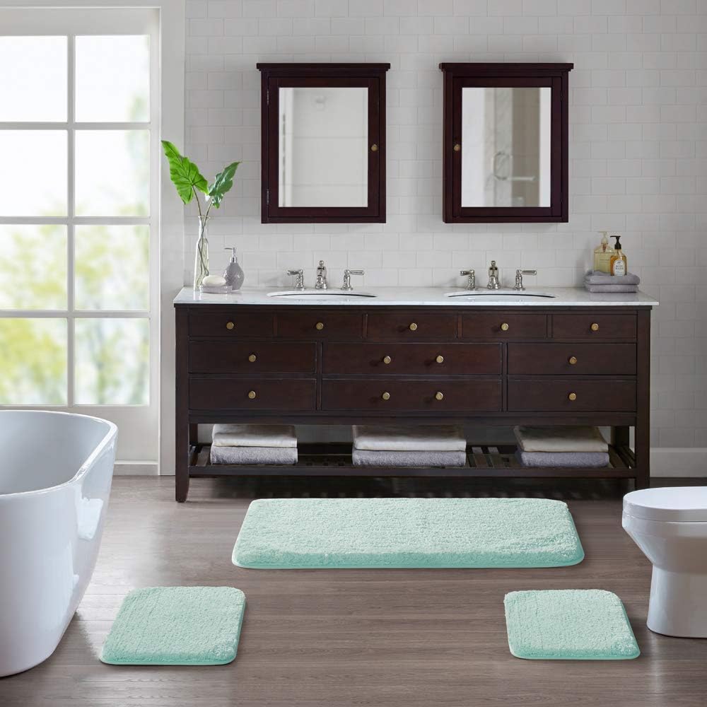 Soft Non-Slip Microfiber Bath Mat Water Absorbent Shaggy Rug for Bathroom - Picture 27 of 296
