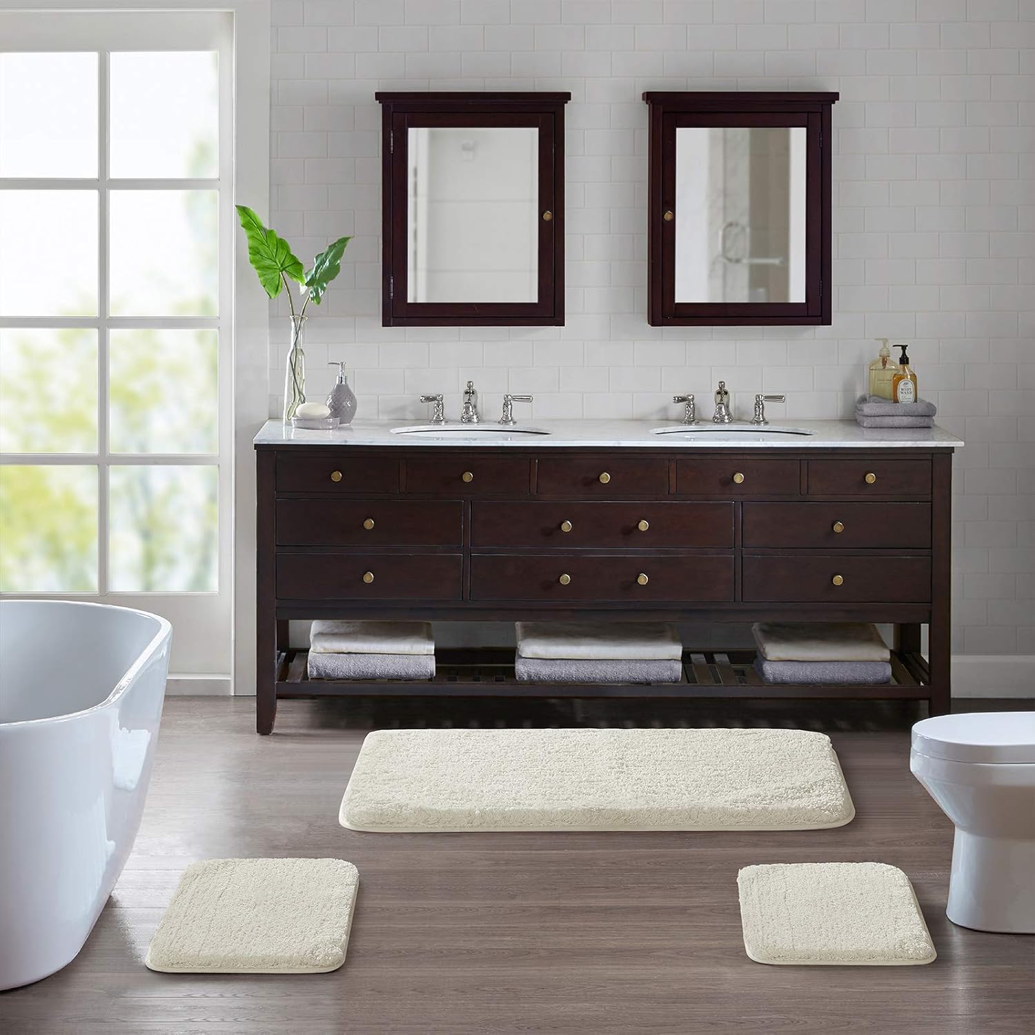 Soft Non-Slip Microfiber Bath Mat Water Absorbent Shaggy Rug for Bathroom - Picture 39 of 296