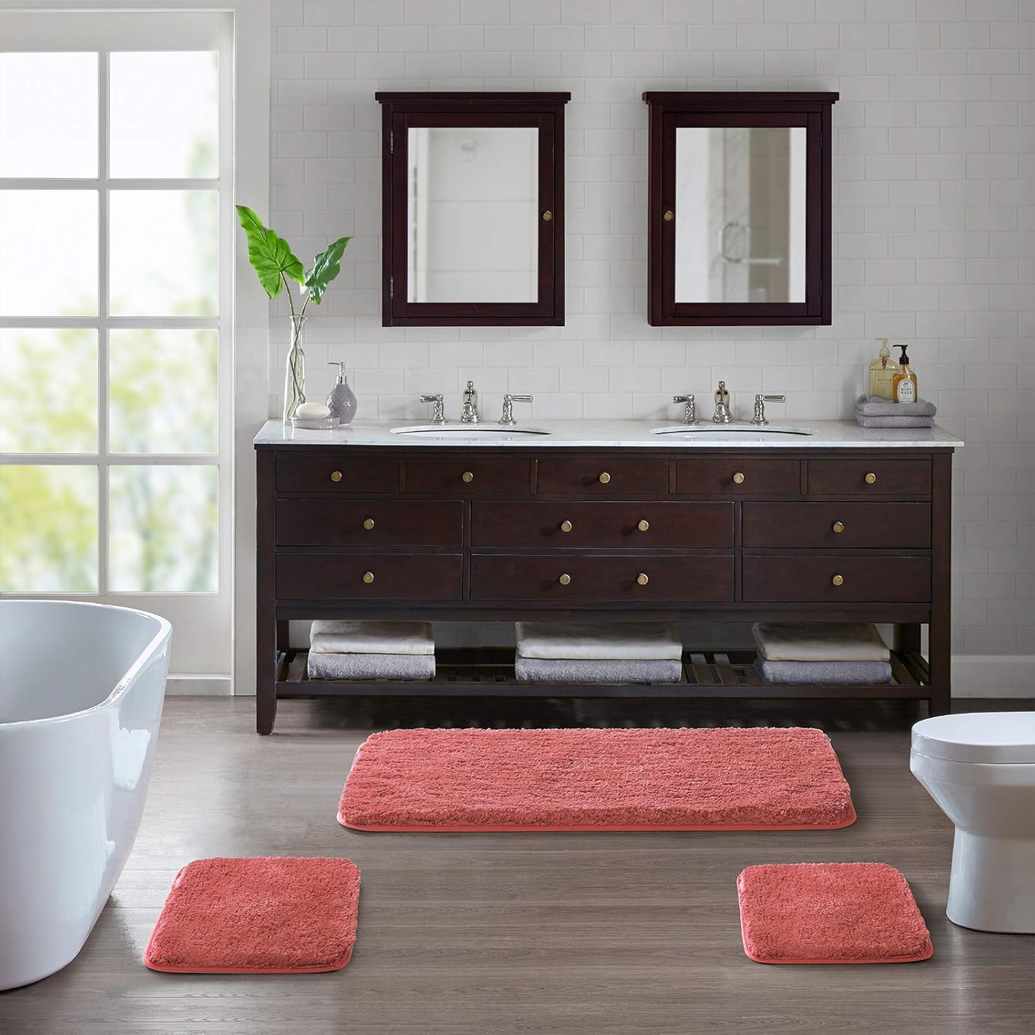 Soft Non-Slip Microfiber Bath Mat Water Absorbent Shaggy Rug for Bathroom - Picture 103 of 296