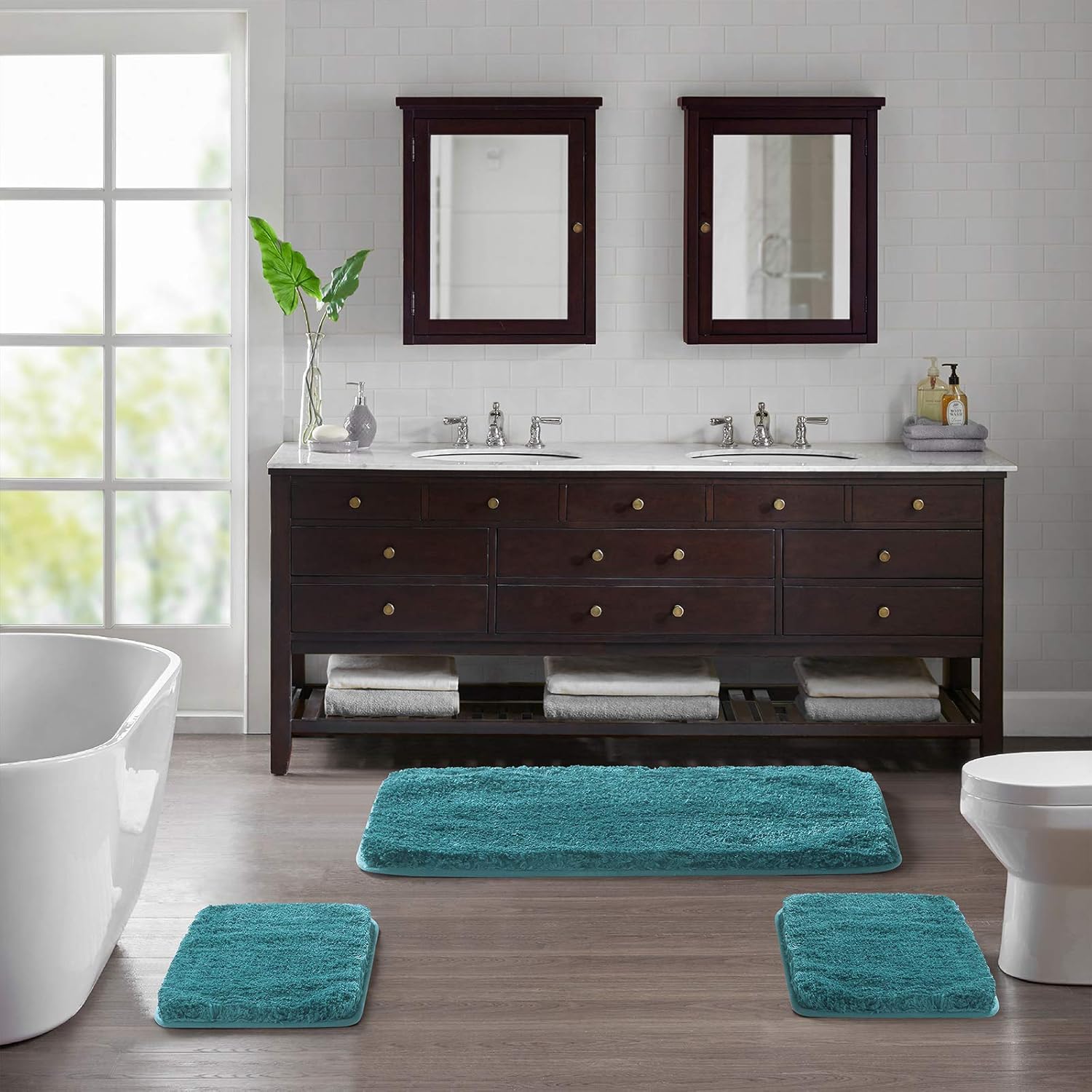 Soft Non-Slip Microfiber Bath Mat Water Absorbent Shaggy Rug for Bathroom - Picture 171 of 296