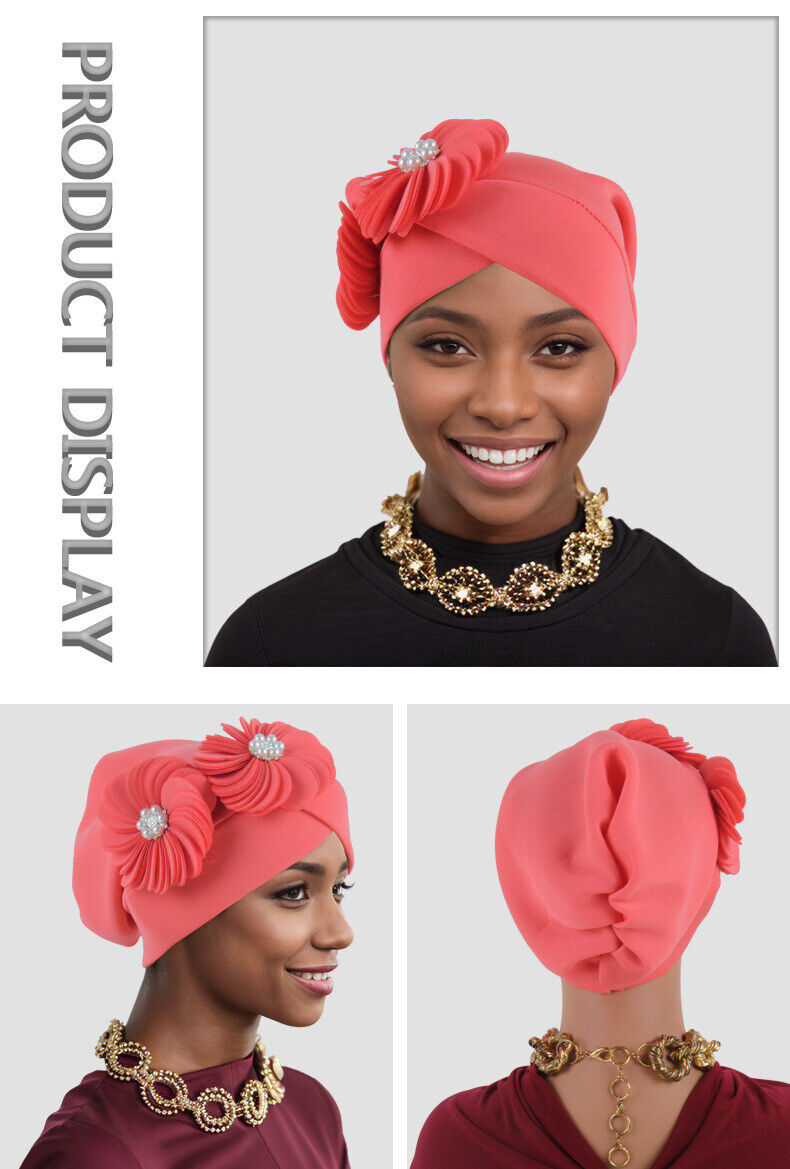 Indien Eid Blume Wickel Hijab Mütze Damen Turban Chemo Kappe arabisch Auto Gele Kopfbinde - Bild 33 von 44