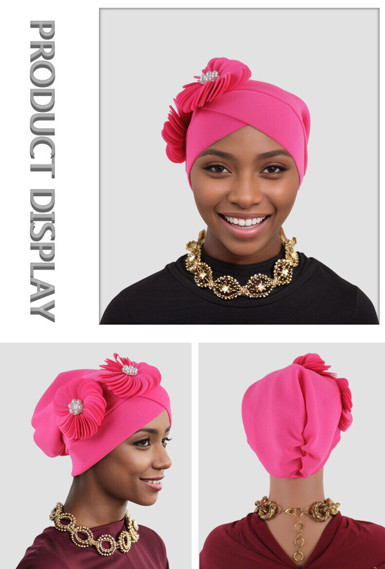 Indien Eid Blume Wickel Hijab Mütze Damen Turban Chemo Kappe arabisch Auto Gele Kopfbinde - Bild 34 von 44