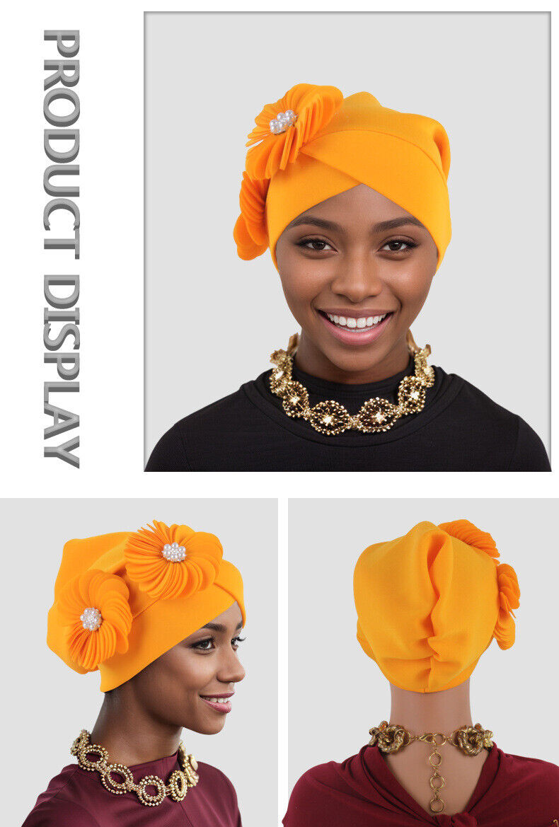 Indien Eid Blume Wickel Hijab Mütze Damen Turban Chemo Kappe arabisch Auto Gele Kopfbinde - Bild 44 von 44